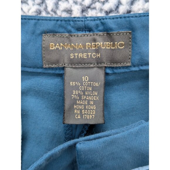 VTG Banana Republic Straight Leg Dress Pants Size 10 Mid Rise Stretch 90s Blue - Picture 10 of 12